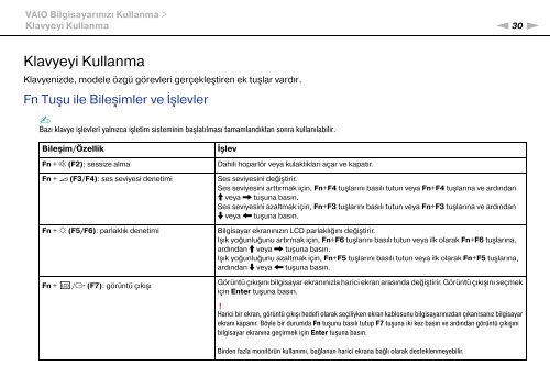 Sony VPCEF3E1E - VPCEF3E1E Mode d'emploi Turc