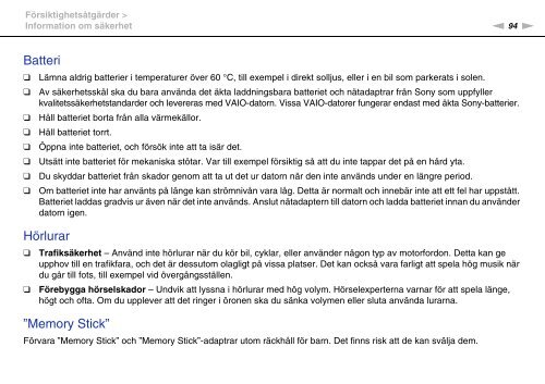 Sony VPCEF3E1E - VPCEF3E1E Mode d'emploi Su&eacute;dois