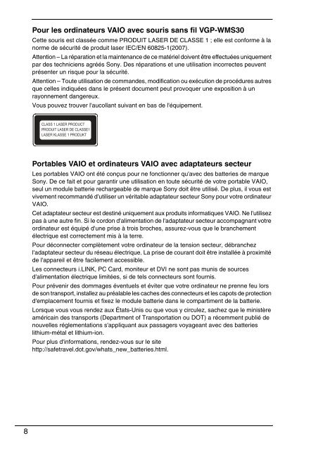 Sony VPCEF3E1E - VPCEF3E1E Documents de garantie