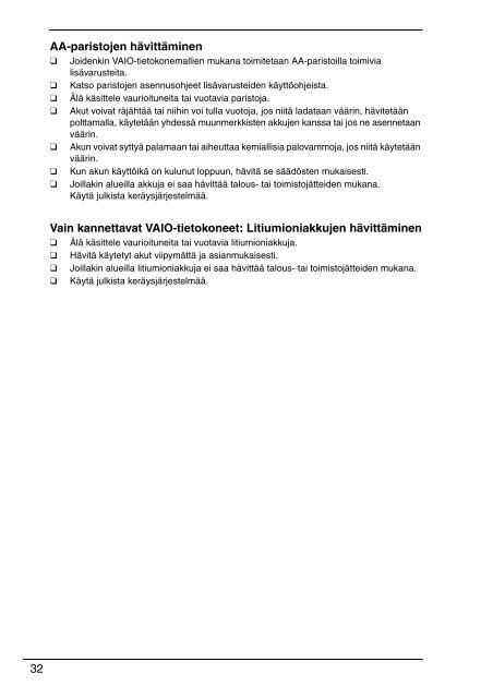 Sony VPCEF3E1E - VPCEF3E1E Documents de garantie Finlandais