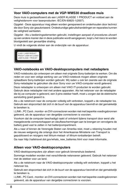 Sony VPCEF3E1E - VPCEF3E1E Documents de garantie N&eacute;erlandais