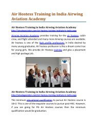 Air Hostess Training in India Airwing Aviation Academy
