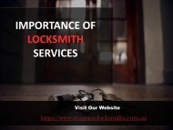 Importance of Locksmith Services