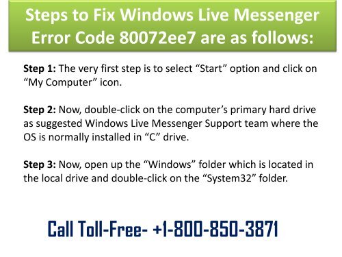 How To Fix Windows Live Messenger Error Code 80072ee7 Toll-Free 1-800-850-3871