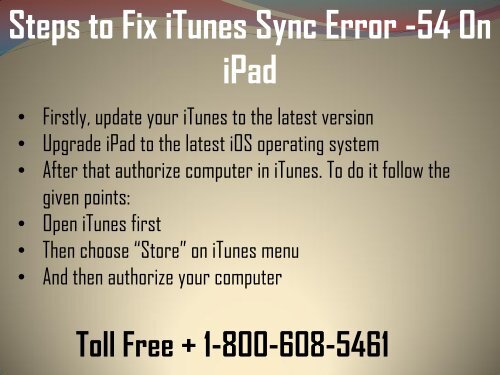 How to Fix iTunes Sync Error -54 on iPad? 1-800-608-5461 Toll-Free