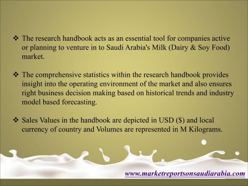 Milk (Dairy and; Soy Food) Market in Saudi Arabia - Outlook to 2021