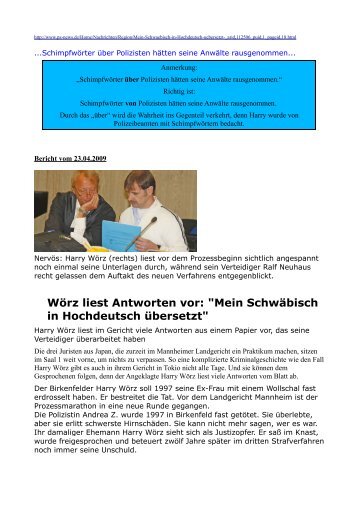 Mein Schwäbisch in Hochdeutsch übersetzt - Harry Wörz