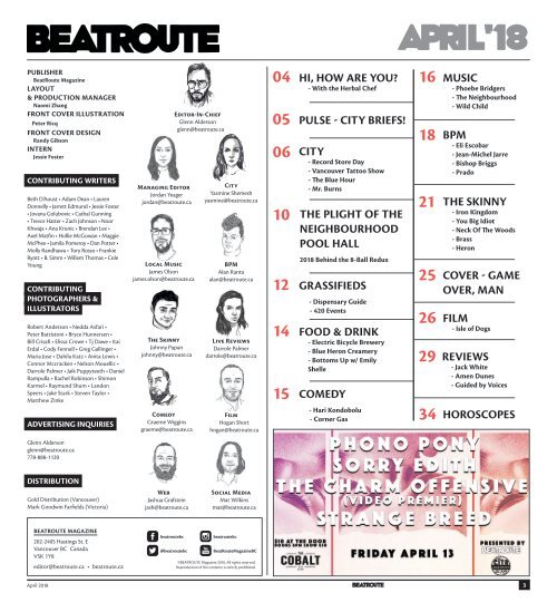BeatRoute Magazine BC Print Edition April 2018