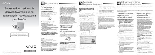 Sony VPCSB1C5E - VPCSB1C5E Guide de d&eacute;pannage Polonais