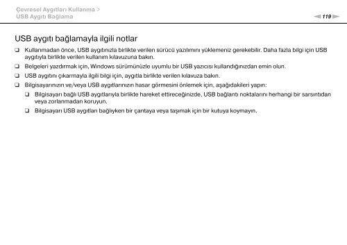 Sony VPCSB1C5E - VPCSB1C5E Mode d'emploi Turc