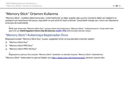 Sony VPCSB1C5E - VPCSB1C5E Mode d'emploi Turc