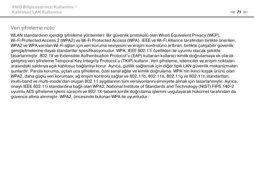 Sony VPCSB1C5E - VPCSB1C5E Mode d'emploi Turc