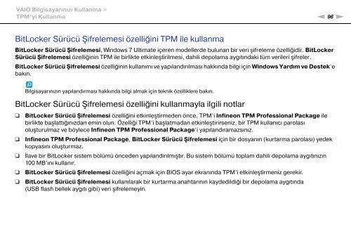 Sony VPCSB1C5E - VPCSB1C5E Mode d'emploi Turc