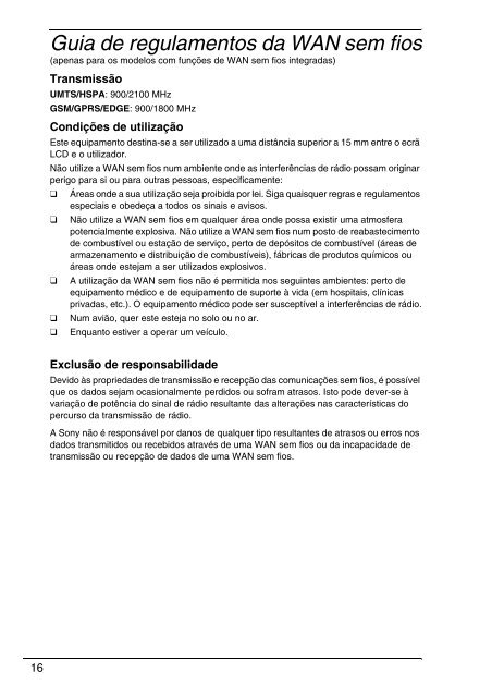 Sony VPCSB1C5E - VPCSB1C5E Documents de garantie Portugais