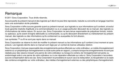 Sony VPCSB1C5E - VPCSB1C5E Mode d'emploi