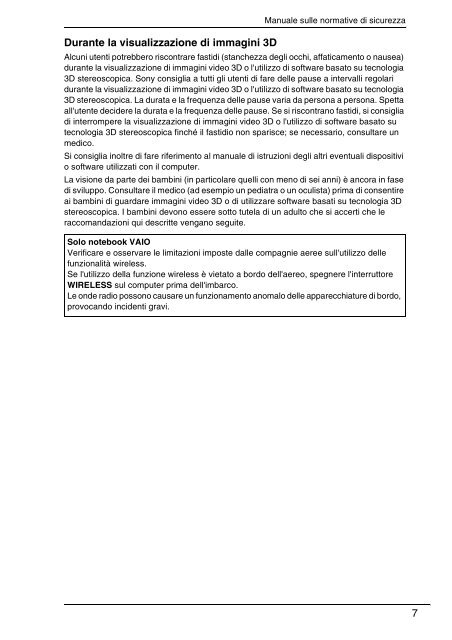 Sony VPCSB1C5E - VPCSB1C5E Documents de garantie Italien