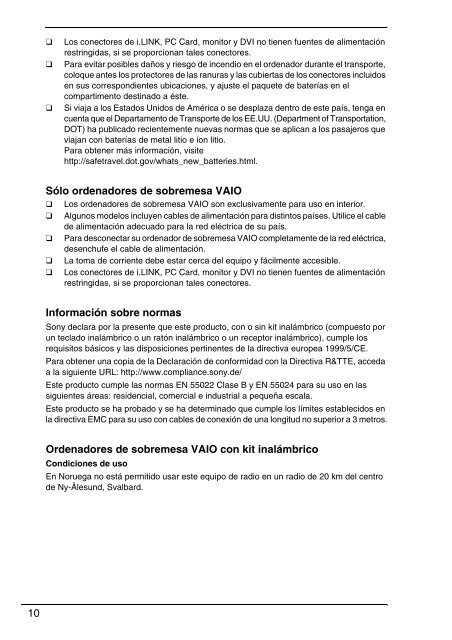 Sony VPCSB1C5E - VPCSB1C5E Documents de garantie Espagnol