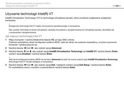 Sony VPCSB1C5E - VPCSB1C5E Mode d'emploi Polonais