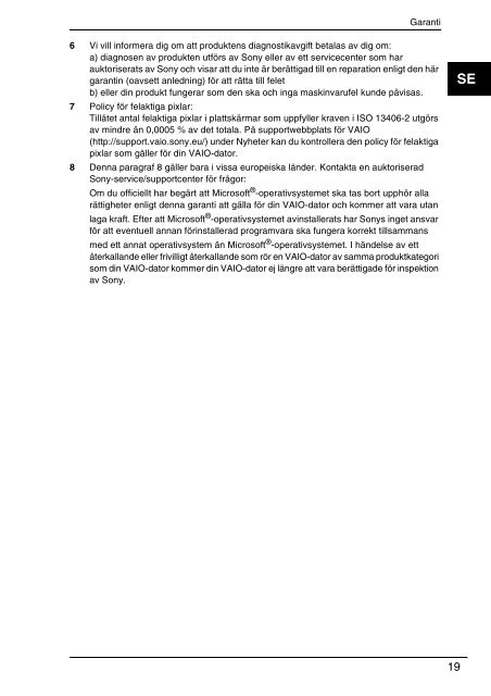 Sony VPCSB1C5E - VPCSB1C5E Documents de garantie Danois
