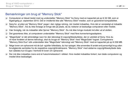 Sony VPCSB1C5E - VPCSB1C5E Mode d'emploi Danois