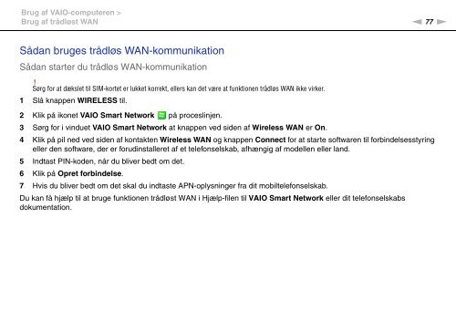 Sony VPCSB1C5E - VPCSB1C5E Mode d'emploi Danois