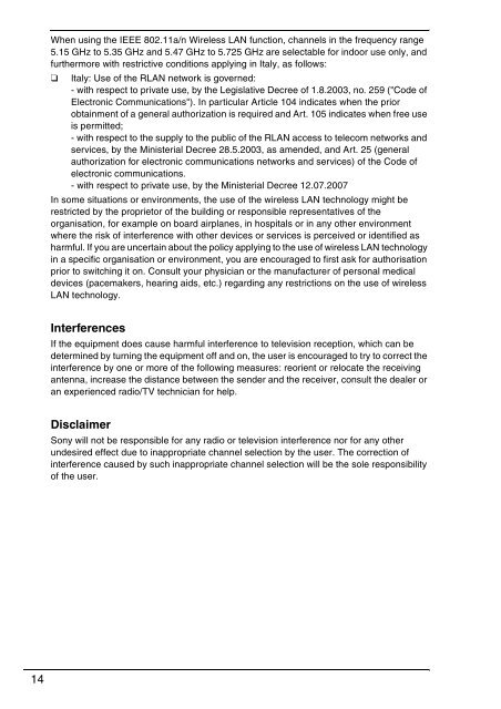 Sony VPCSB1C5E - VPCSB1C5E Documents de garantie Anglais