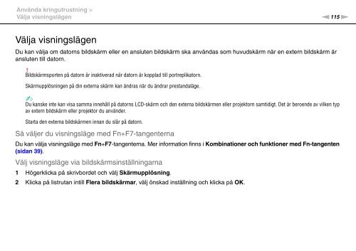 Sony VPCSB1C5E - VPCSB1C5E Mode d'emploi Su&eacute;dois