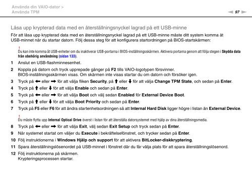 Sony VPCSB1C5E - VPCSB1C5E Mode d'emploi Su&eacute;dois