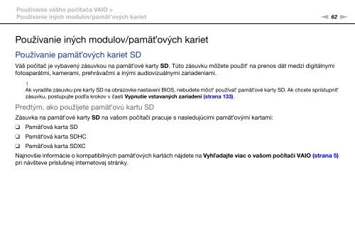 Sony VPCSB1C5E - VPCSB1C5E Mode d'emploi Slovaque