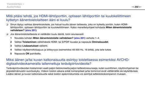 Sony VPCSB1C5E - VPCSB1C5E Mode d'emploi Finlandais