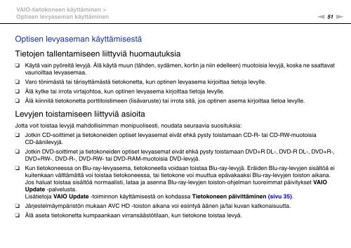 Sony VPCSB1C5E - VPCSB1C5E Mode d'emploi Finlandais