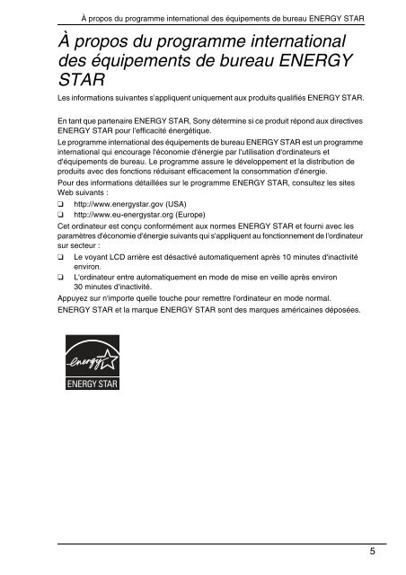 Sony VPCSB1C5E - VPCSB1C5E Documents de garantie