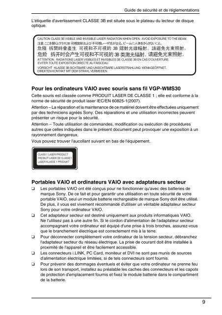 Sony VPCSB1C5E - VPCSB1C5E Documents de garantie