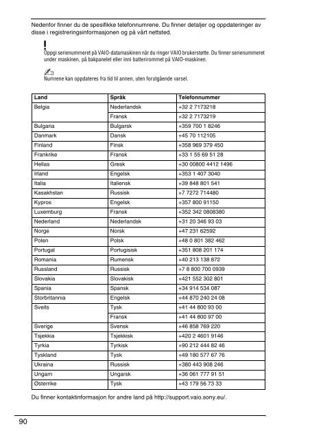 Sony VPCSB1C5E - VPCSB1C5E Documents de garantie Su&eacute;dois