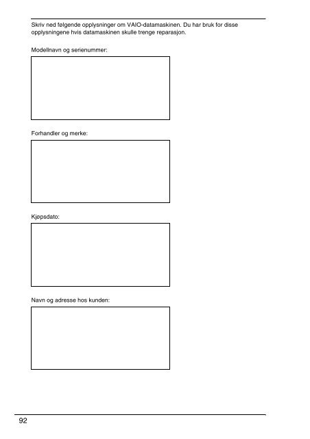 Sony VPCSB1C5E - VPCSB1C5E Documents de garantie Su&eacute;dois