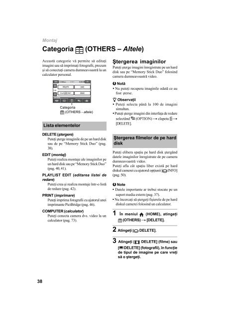 Sony DCR-SR42E - DCR-SR42E Mode d'emploi Roumain