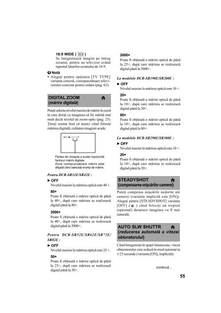 Sony DCR-SR42E - DCR-SR42E Mode d'emploi Roumain