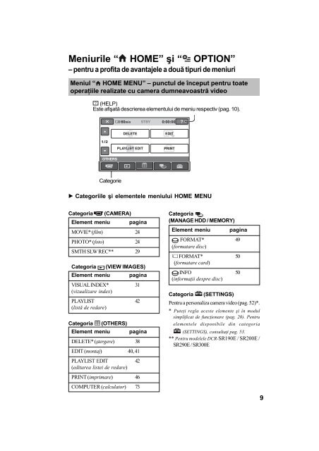 Sony DCR-SR42E - DCR-SR42E Mode d'emploi Roumain