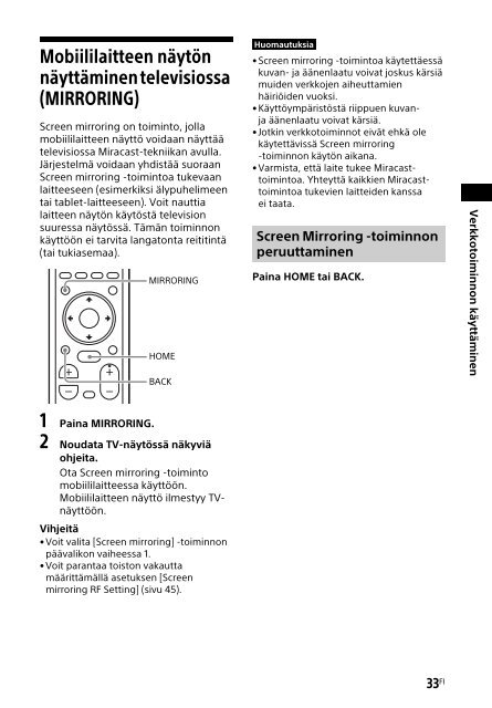 Sony HT-XT2 - HT-XT2 Consignes d&rsquo;utilisation Finlandais