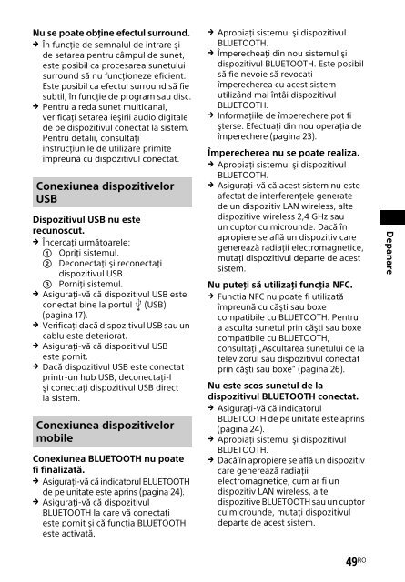 Sony HT-XT2 - HT-XT2 Consignes d&rsquo;utilisation Roumain