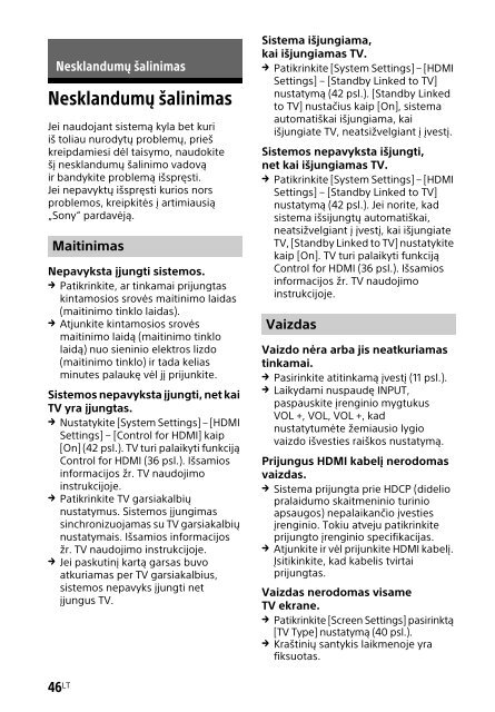 Sony HT-XT2 - HT-XT2 Consignes d&rsquo;utilisation Lituanien