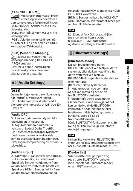 Sony HT-XT2 - HT-XT2 Consignes d&rsquo;utilisation Norv&eacute;gien