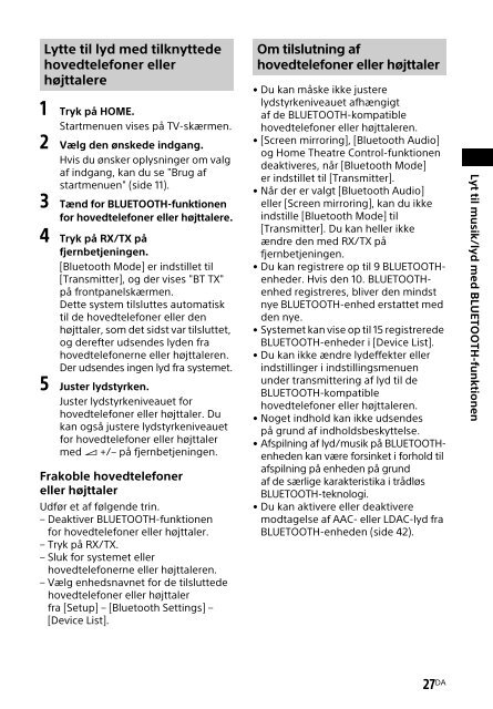 Sony HT-XT2 - HT-XT2 Consignes d&rsquo;utilisation Danois