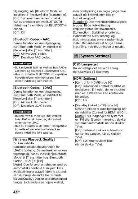 Sony HT-XT2 - HT-XT2 Consignes d&rsquo;utilisation Danois