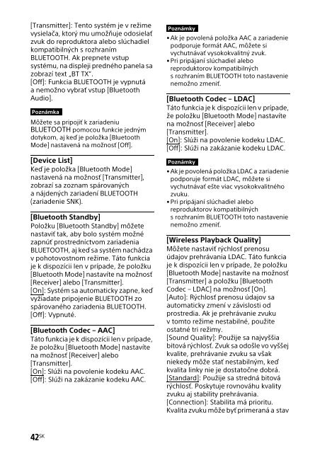 Sony HT-XT2 - HT-XT2 Consignes d&rsquo;utilisation Slovaque