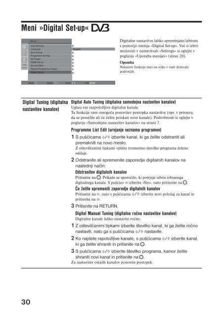 Sony KDL-26U3020 - KDL-26U3020 Istruzioni per l'uso Sloveno