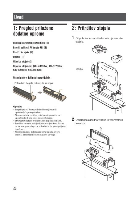 Sony KDL-26U3020 - KDL-26U3020 Istruzioni per l'uso Sloveno