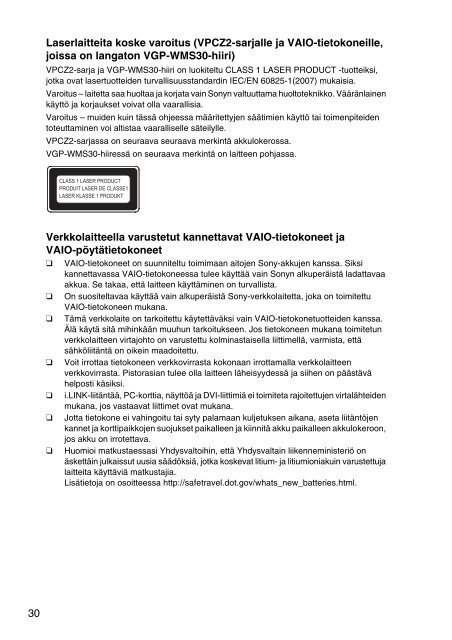 Sony VPCSE2E1E - VPCSE2E1E Documenti garanzia Finlandese