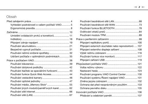 Sony VPCSE2E1E - VPCSE2E1E Istruzioni per l'uso Ceco