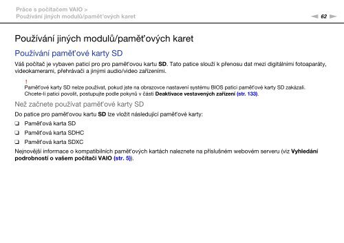 Sony VPCSE2E1E - VPCSE2E1E Istruzioni per l'uso Ceco